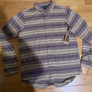 Eddie Bauer Men Shirt Orange Strip Western Button Down Classic Fit SIZE M